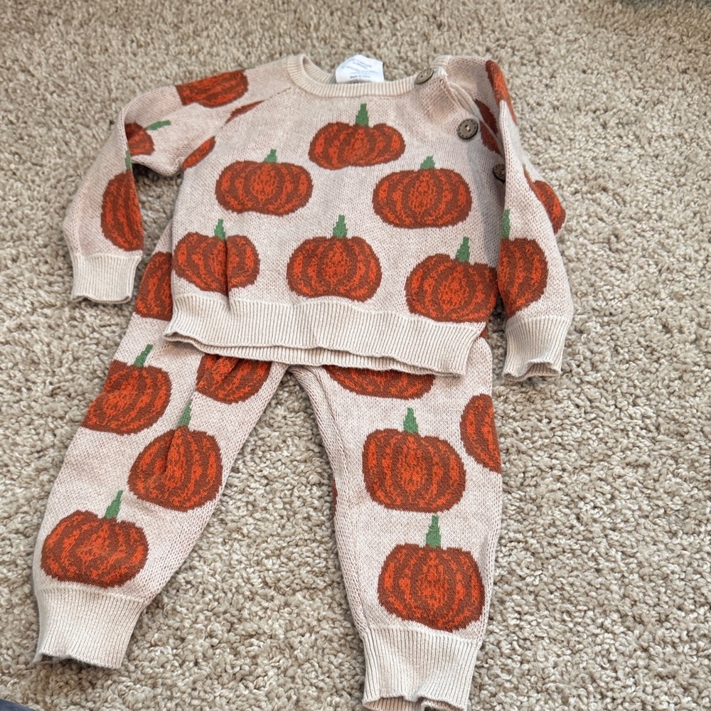 Pumpkin Patch Kids Set - Cream and Orange